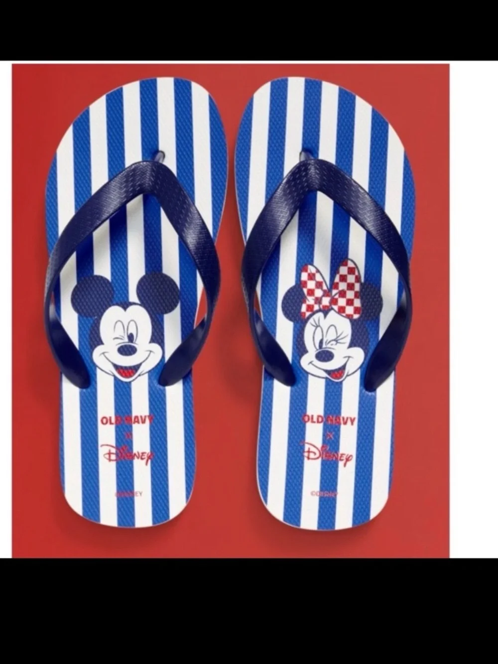 Old Navy Disney Minnie and Mickey Kids Navy Striped Flip Flops